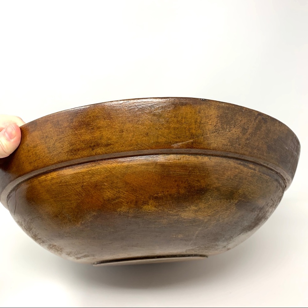 Primitive 16.25”-17.5” Wood Dough Bowl - Picture 9 of 12